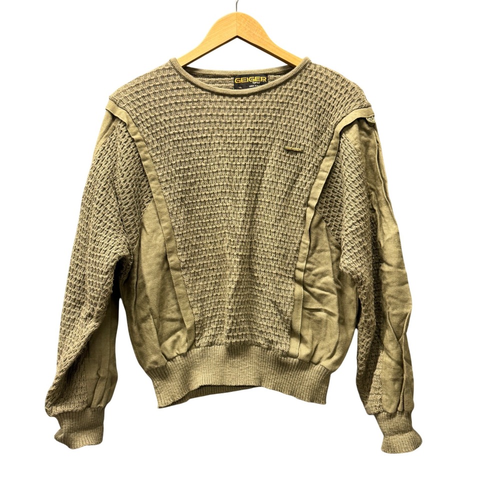 Vintage Geiger Sweater Womens 46 Large Tyrol Austrian Wool Linen Green Pullover